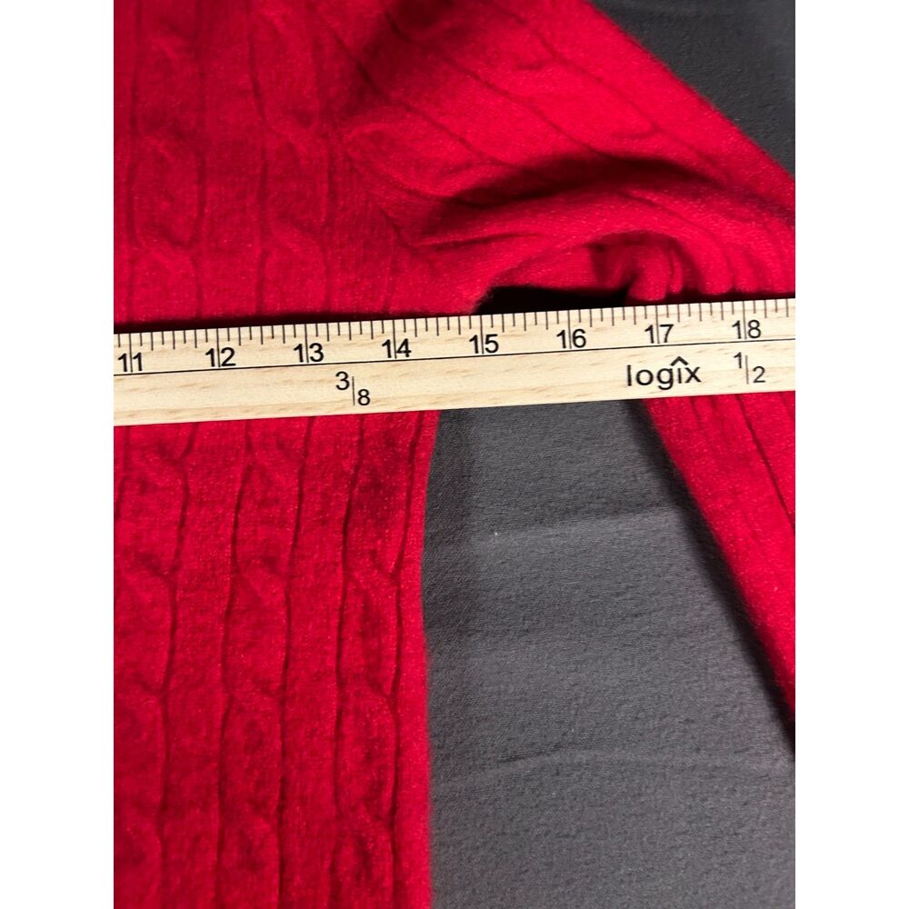 Old Money Christmas Red Cable Knit Cashmere Sweater XS Preppy Quiet Luxury - Picture 5 of 6